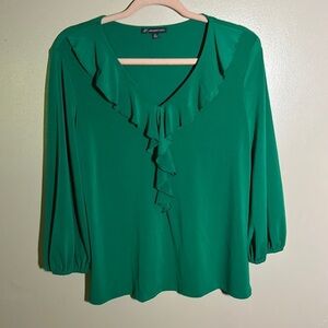 Adrianna Papell Kelly Green Ruffle Career‎ Top | Medium